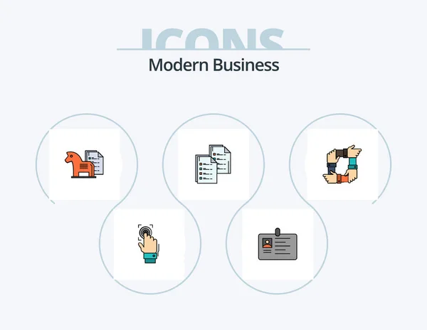 Modern Business Line Filled Icon Pack Icon Design World Connection — Stock Vector