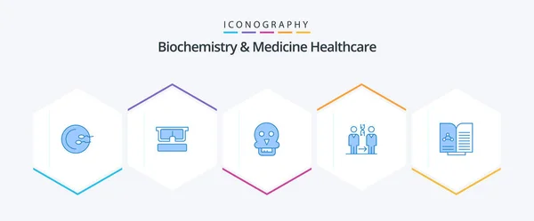 Biochemistry Medicine Healthcare Blue Icon Pack Including Medical Hospital Skull — Vetor de Stock