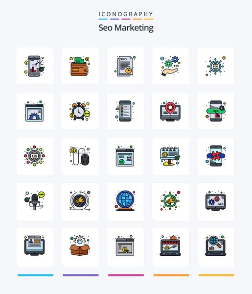 Creative Seo Marketing Line Filled Icon Pack Seo Marketing Paper — Stok Vektör