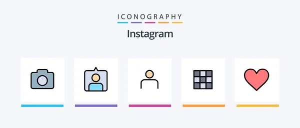 Instagram Line Filled Icon Pack Including Share Sets Sets Instagram — Vector de stock
