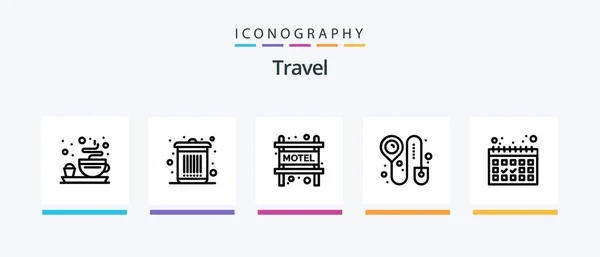 Travel Line Icon Pack Including Place Distance Seo Mall Mall — Vector de stock