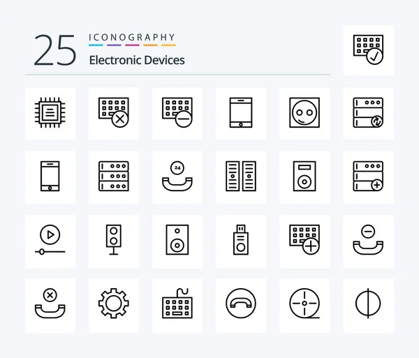 Devices Line Icon Pack Including Server Hardware Device Equipment Electric — Vector de stock