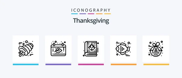 Thanksgiving Line Icon Pack Including Food Thanksgiving Cherry Holiday Autumn — Stok Vektör