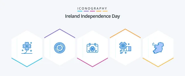 Ireland Independence Day Blue Icon Pack Including World Flower Sunflower — Stock vektor