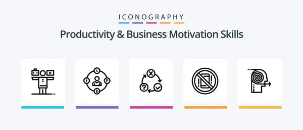 Productivity Business Motivation Skills Line Icon Pack Including Invention Idea — Vector de stock