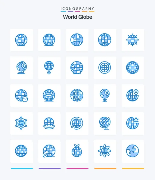 Creative Globe Blue Icon Pack Web Globe Global World Globe — Archivo Imágenes Vectoriales