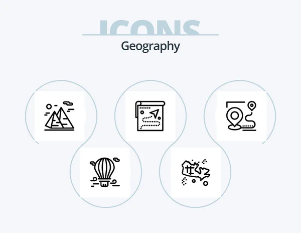 Geo Graphy Line Icon Pack Icon Design Target Map Summer — Stockový vektor