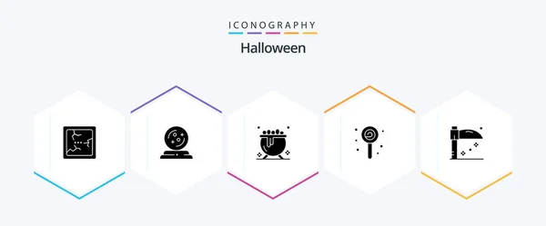 Halloween Glyph Icon Pack Including Holiday Halloween Halloween Lollipop — Stok Vektör