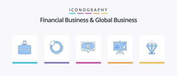 Financial Business Global Business Blue Icon Pack Including Diamound Projector — Wektor stockowy