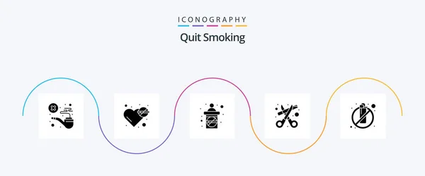Quit Smoking Glyph Icon Pack Including Scissors Lifestyle Problem Smoking — Stock Vector