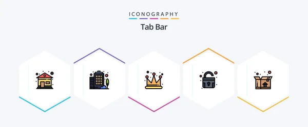 Tab Bar Filledline Icon Pack Including King Shipping Box — Wektor stockowy
