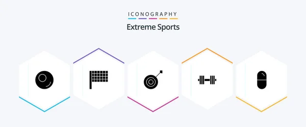 Sport Glyph Icon Pack Including Tablets Dumbbell Sport Dope — 图库矢量图片