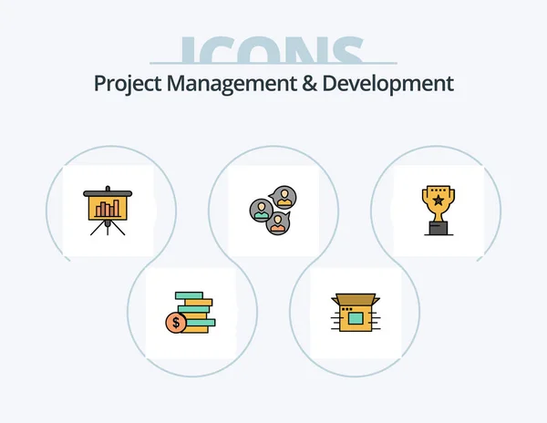Management Proiect Linie Dezvoltare Umplut Icon Pack Icon Design Articole — Vector de stoc