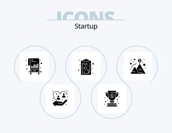 Startup Glyph Icon Pack Icon Design Achievement Strategy Success Path — Vector de stock