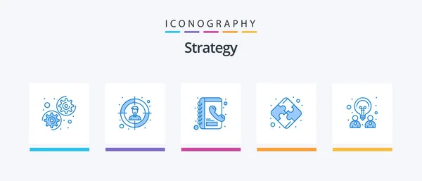 Strategy Blue Icon Pack Including Partnership Phone Book Idea Creative — 图库矢量图片