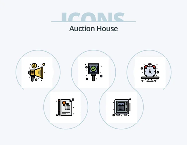 Auction Line Filled Icon Pack Icon Design Property Home Law — Wektor stockowy