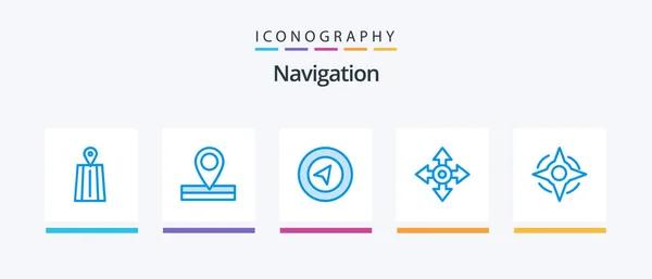 Navigation Blue Icon Pack Including Way Location Navigation Navigation Creative — Stockvector