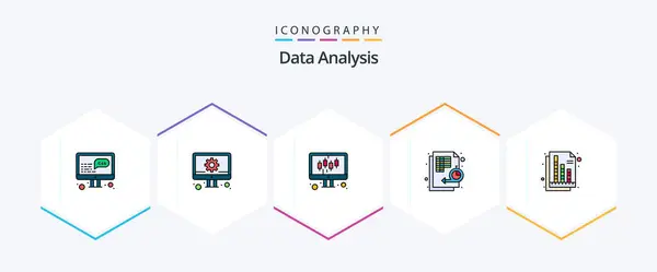 Data Analysis Filledline Icon Pack Including Document Time Computer Management — Image vectorielle