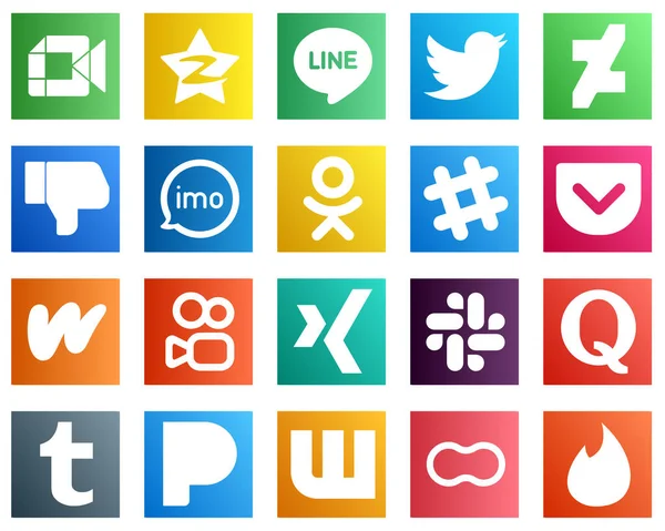Minimalist Social Media Icons Spotify Tweet Video Imo Icons Professional — Wektor stockowy