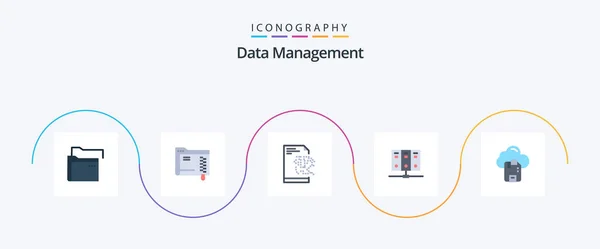 Data Management Flat Icon Pack Including Cloud File Database Mainframe — Image vectorielle