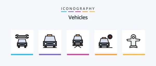 Vehicles Line Filled Icon Pack Including Vehicle Military Service Creative — Stockový vektor