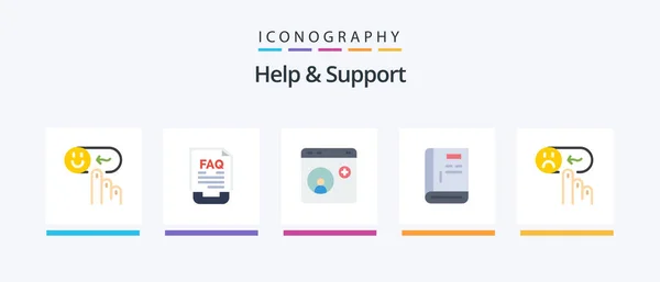 Help Support Flat Icon Pack Including Guide Book Help Social — Stock vektor