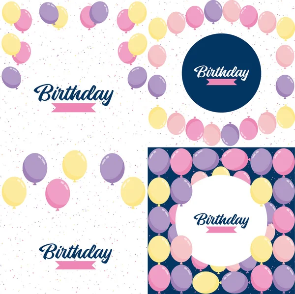 Colorfulhappy Birthday Announcement Poster Flyer Greeting Card Flat Style Vector — Stockvector