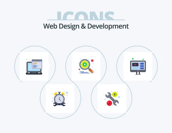 Web Design Development Flat Icon Pack Icon Design You Tuber — Stok Vektör