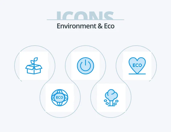 Environment Eco Blue Icon Pack Icon Design Energy Eco Summer — Vector de stock