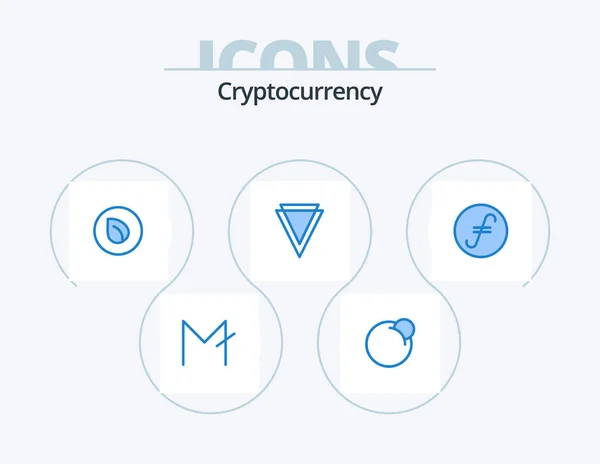 Cryptocurrency Blue Icon Pack Icon Design Coin Crypto Currency Peer — Stock Vector