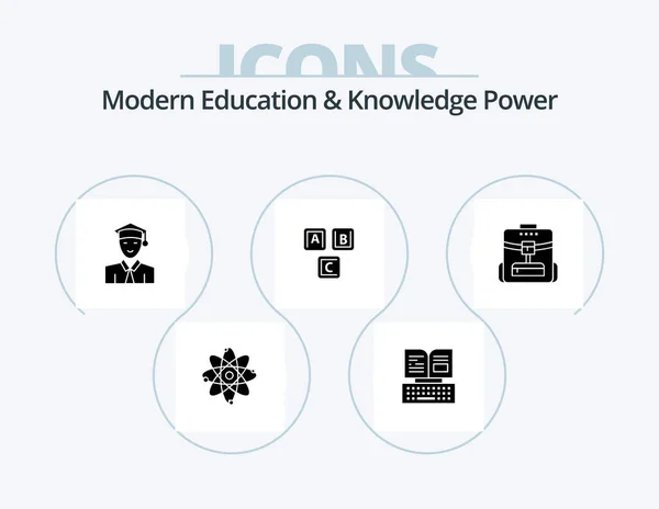 Modern Education Knowledge Power Glyph Icon Pack Icon Design Bag — Vector de stock