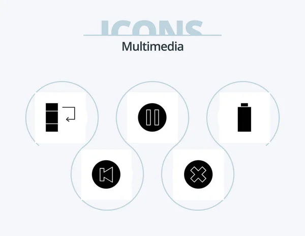 Multimedia Glyph Icon Pack Icon Design Data Multimedia Battery — Image vectorielle