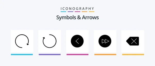 Symbols Arrows Glyph Icon Pack Including Next Creative Icons Design — Stockvector