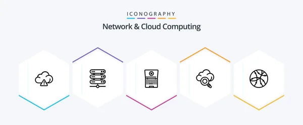 Network Cloud Computing Line Icon Pack Including Network Computing Internet — Stock Vector