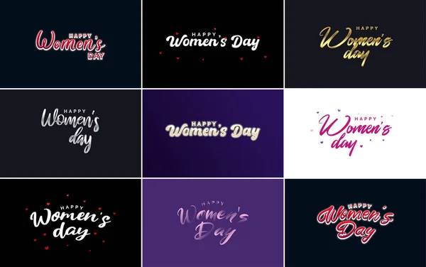 Set International Women Day Cards Logo Gradient Color Scheme — Stockvektor