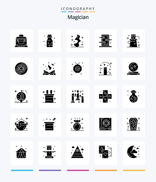 Creative Magician Glyph Solid Black Icon Pack Hat Show Magic — 图库矢量图片