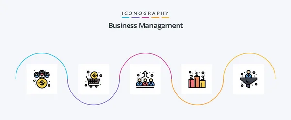 Business Management Line Filled Flat Icon Pack Including Filter Business — Stock Vector