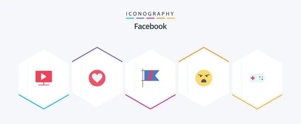 Facebook Flat Icon Pack Including Band Feeling Golf Faint Emoji — Διανυσματικό Αρχείο