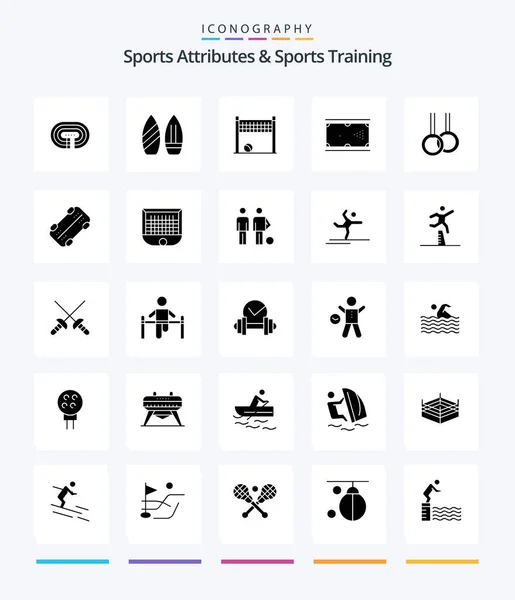 Creative Sports Atributes Sports Training Glyph Solid Black Icon Pack — Wektor stockowy
