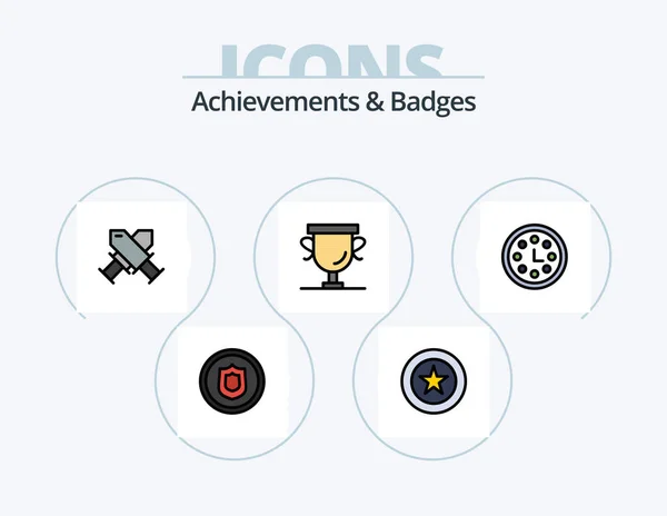 Achievements Badges Line Filled Icon Pack Icon Design Badge Stamp — Vettoriale Stock
