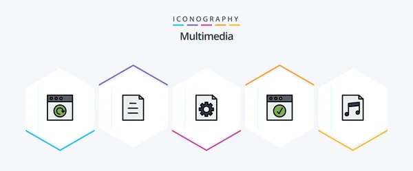 Multimedia Filledline Icon Pack Including File File Audio — Archivo Imágenes Vectoriales