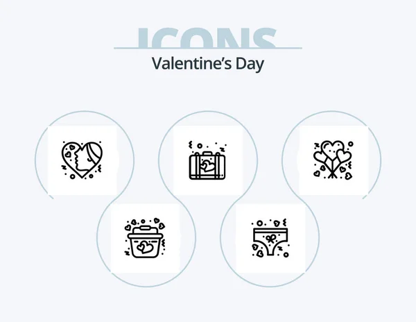 Valentines Day Line Icon Pack Icon Design Love Love Love — Stock vektor