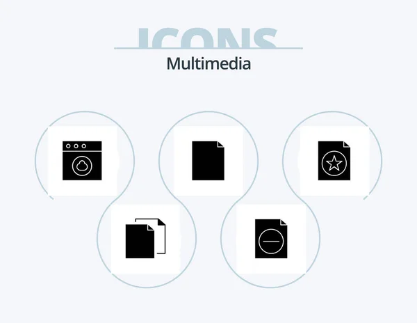 Multimedia Glyph Icon Pack Icon Design File Cloud Favorite Page — Stok Vektör