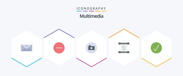 Multimedia Flat Icon Pack Including Media Manuscript Multimedia Log Multimedia — Stockvector