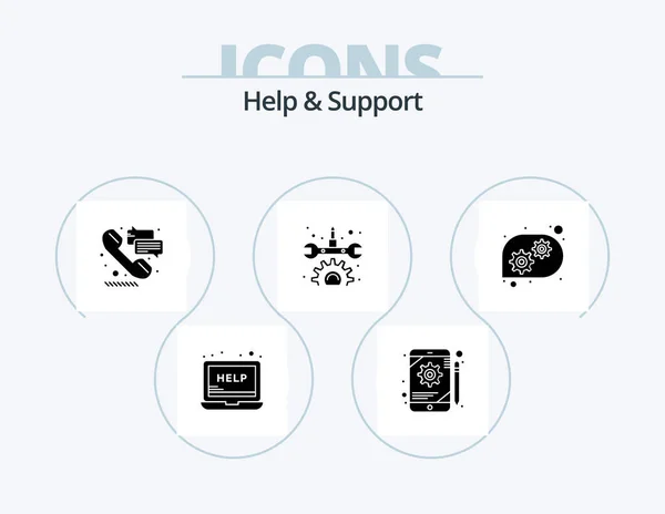 Help Support Glyph Icon Pack Icon Design Technical Support Gear – stockvektor