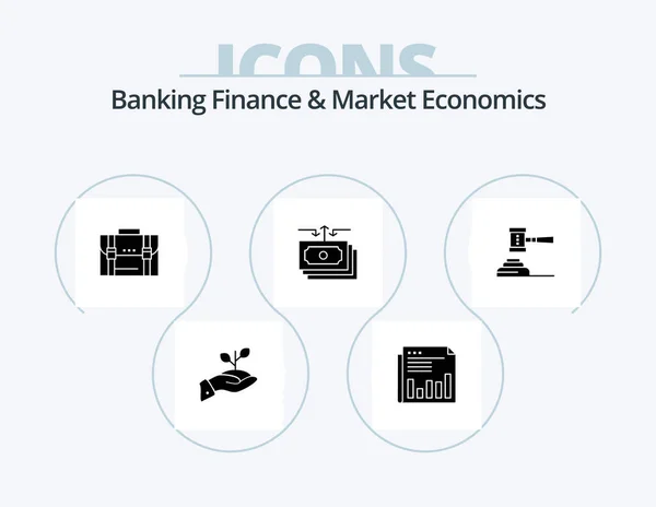 Banking Finance Market Economics Glyph Icon Pack Icon Design Documents — Stockový vektor