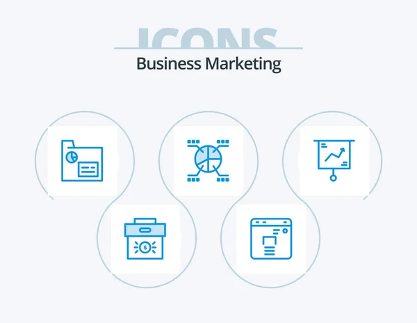 Business Marketing Blue Icon Pack Icon Design Statistics Graphical Chart — Stok Vektör