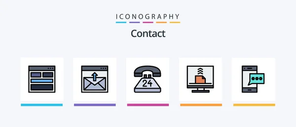 Contact Line Filled Icon Pack Including Contact Address Info Outgoing — Stockvektor