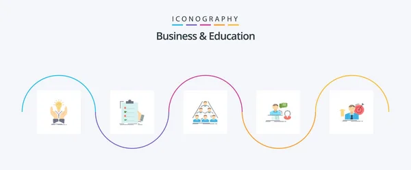 Business Education Flat Icon Pack Including Chat Meeting Expertise Business — Image vectorielle