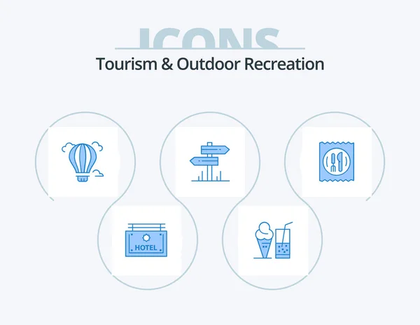 Tourism Outdoor Recreation Blue Icon Pack Icon Design Hotel Room — стоковый вектор